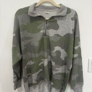 Aerie Camo Quarter Zip Sweatshirt Women's Size Small Pullover